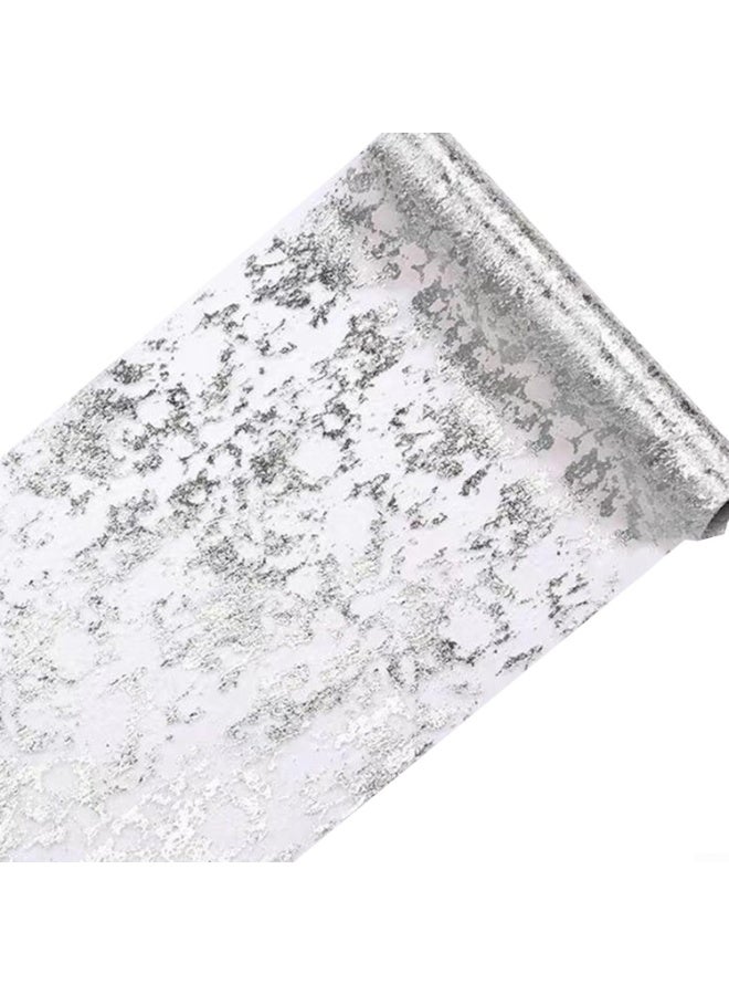 imported Silver Table Runners, Glitter Table Runner, Stylish Polyester Mesh with Metallic Foil Table Runner Roll,48 x 500 cm, Table Decorations for DIY, Holiday, Wedding, Banquet, Birthday, Party - Image 1